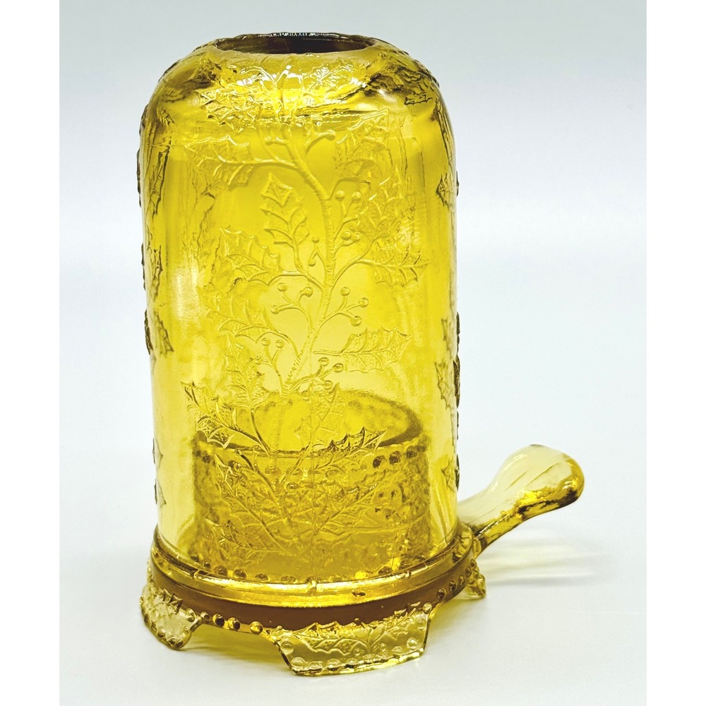 Mosser Glass Golden Amber Holly And Berry Fairy Lamp READ